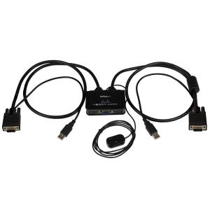 KVM Switch 2 Port USB Vga Cable - USB Powered With Remote Switch
