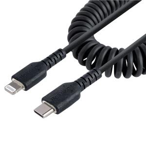 USB C To Lightning Cable - Coiled Cable - 50cm Black