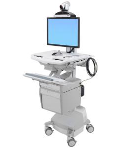 Styleview Telemedicine Cart Single Monitor SLA Powered (white Grey And Polished Aluminum) Eu