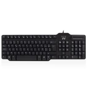 Ewent Keyboard USB, Azerty, with Smart Card Reader Black