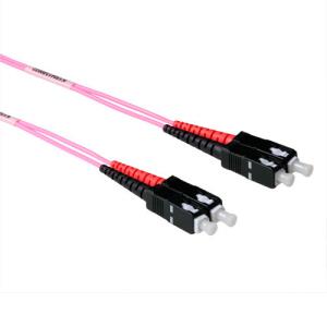Sc-sc 50/125µm Om4 Duplex Fiber Optic Patchcable Pink 15m