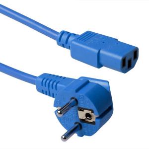 230v Connection Cable Schuko Male Angled - C13 Blue 0.6m