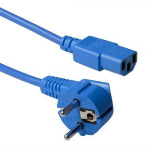 230v Connection Cable Schuko Male Angled - C13 Blue 1.8m