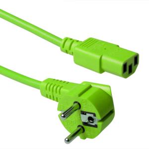230v Connection Cable Schuko Male Angled - C13 Green 1.8m