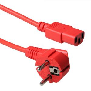 230v Connection Cable Schuko Male Angled - C13 Red 0.6m