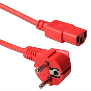 230v Connection Cable Schuko Male Angled - C13 Red 1.8m