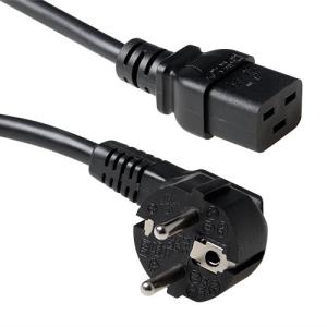 230v Connection Cable Schuko Male (angled) - C19 Black 50cm