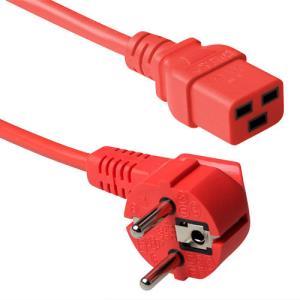 230v Connection Cable Schuko Male (angled) - C19 Red 0.6m