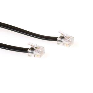 ACT Black 1 meter flat telephone cable with RJ12 connectors