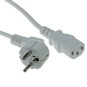 Powercord Mains Connector CEE7/7 Male (angled) - C13 White 2m