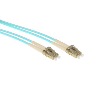 Fiber Optic Cable Multimode 50/125 OM3 duplex armored with LC connectors 5m Aqua
