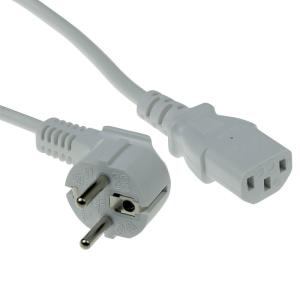 Powercord Mains Connector CEE 7/7 Male (angled) - C13 White 0.5 M