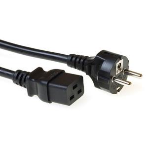 Powercord Mains Connector CEE 7/7 Male (straight) - C19 Black 50cm