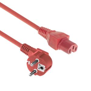 Powercord Mains Connector CEE 7/7 Male (Angled) - C15 Red 1.5m