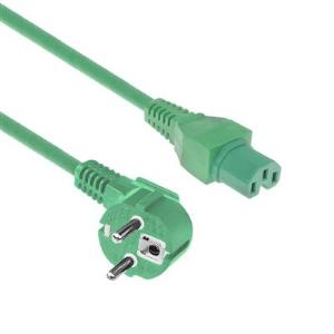 Powercord Mains Connector CEE 7/7 Male (Angled) - C15 Green 1m