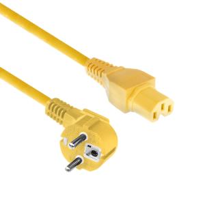 Powercord Mains Connector CEE 7/7 Male (Angled) - C15 Yellow 1m