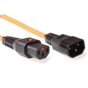 Power Cord 250v - Orange - C13 IEC Lock - C14 - 1m