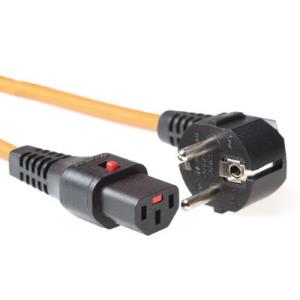 Power Cord 250v - Orange - CEE 7/7 Male (angled) - C13 IEC Lock - 2m