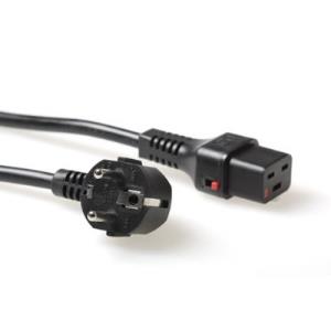 Power Cord 250v - Black- CEE 7/7 Male (angled) - C19 IEC Lock - 2m