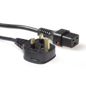 Power Cord 250v - Black - UK Male - C19 IEC Lock 2m