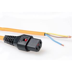 Power Cord 250v - Orange - C13 IEC Lock - Open End 3m