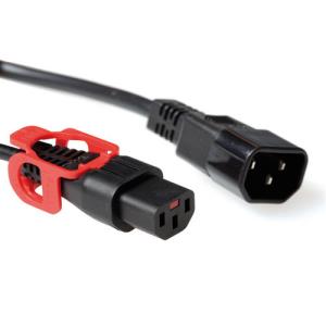 Power Cord 250v - Black - C13 IEC Lock+ - C14 - 1m