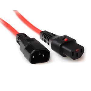 Power Cord 250v - Red - C13 IEC Lock - C14 - 50cm