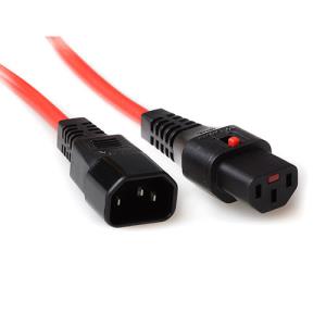 Power Cord 250v - Red - C13 IEC Lock - C14 - 1.5m