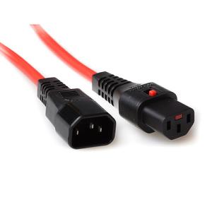 Power Cord 250v - Red - C13 IEC Lock - C14 - 2m