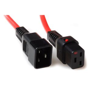 Power Cord 250v - Red - C19 IEC Lock - C20 - 1m