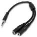 Slim Stereo Splitter Cable - 3.5mm Male To 2x 3.5mm Female