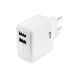 USB Charger 2-port 30W on one port Quick Charge White